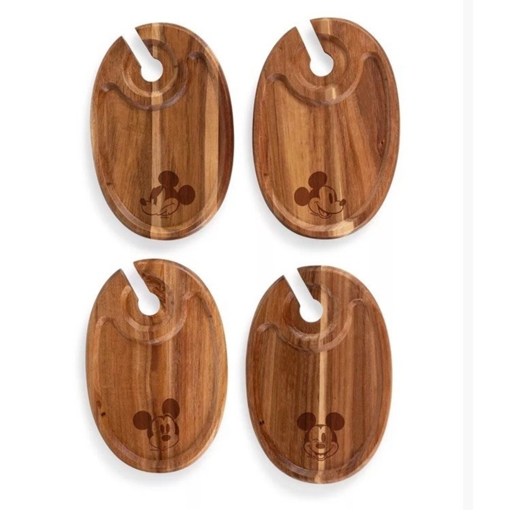 Acacia Disney Mickey Mouse Set Of 4 Appetizer Wooden Serving Trays